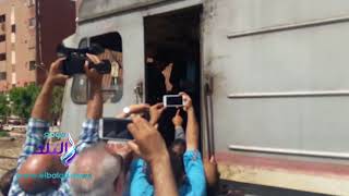 وزير النقل والمحافظ يستقلان جرار قطار 