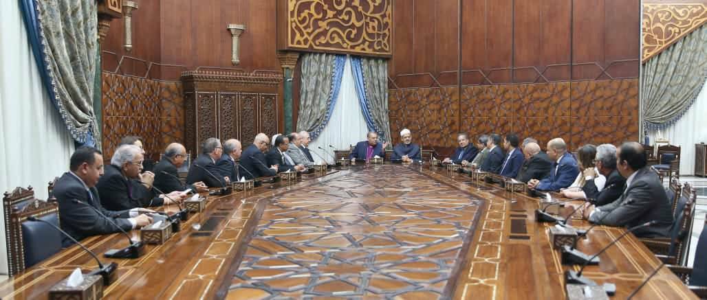 شيخ الازهر خلال إستقباله للطائفة الإنجيلية شيخ الازهر خلال إستقباله للطائفة الإنجيلية