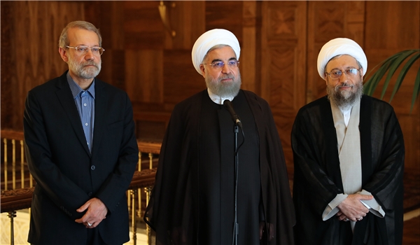رئيس السلطة القضائية والرئيس روحاني ورئيس البرلمان رئيس السلطة القضائية والرئيس روحاني ورئيس البرلمان