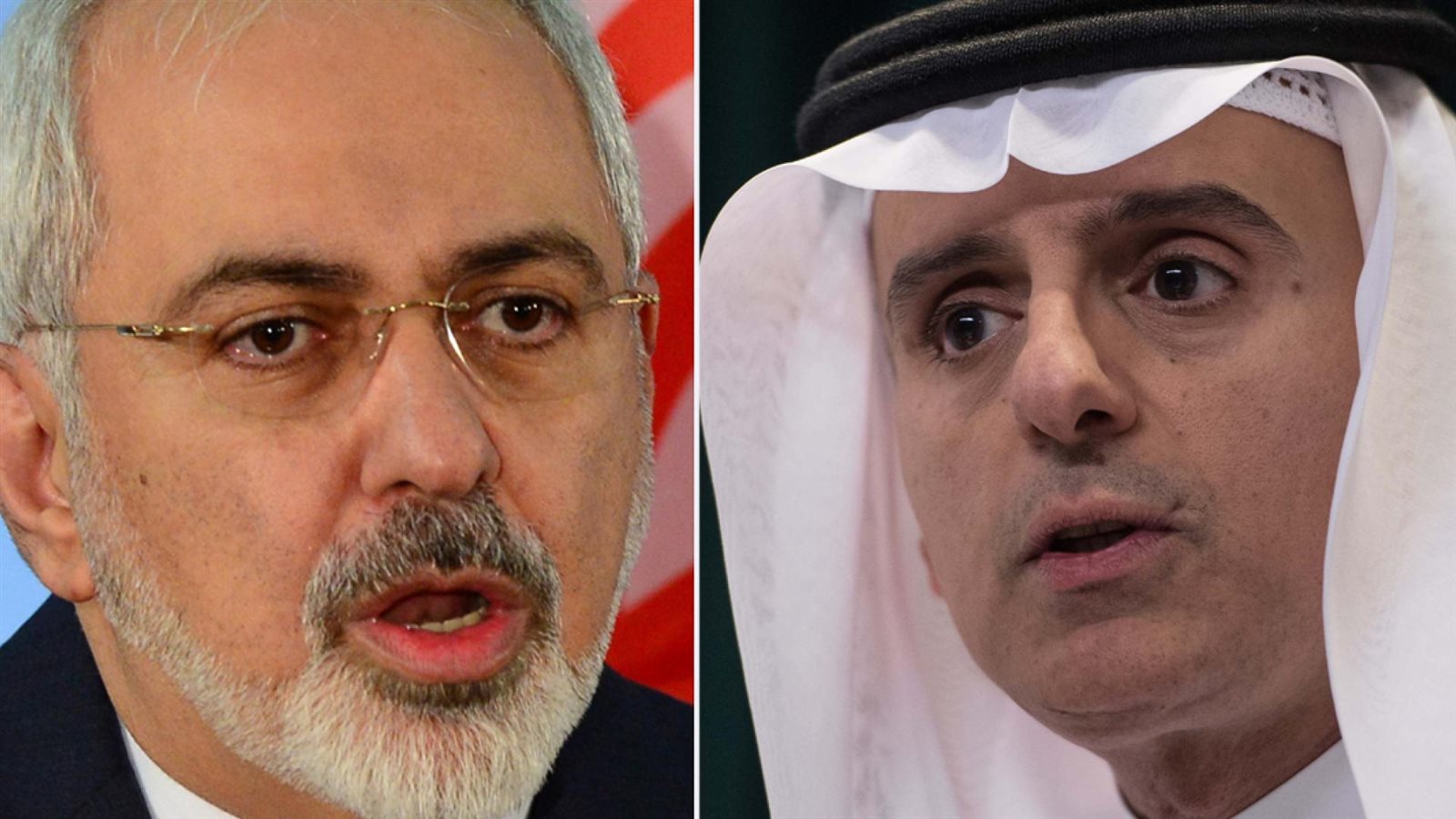 عادل الجبير ومحمد جواد ظريف عادل الجبير ومحمد جواد ظريف