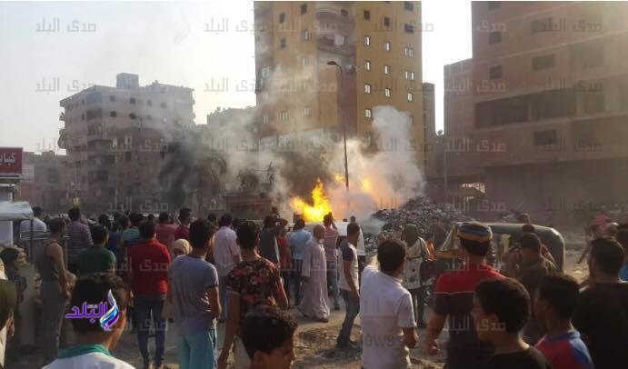 السيطرة على حريق شب فى خط غاز بشبرا الخيمة