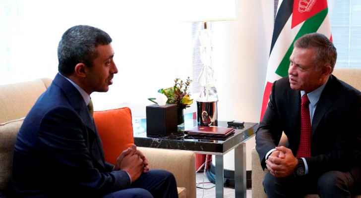 ملك الأردن يلتقي وزير الخارجية الإماراتي 