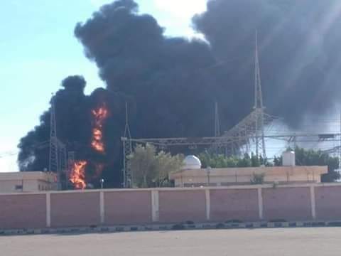 حريق هائل بمحطة المحولات بمدينة مرسى مطروح