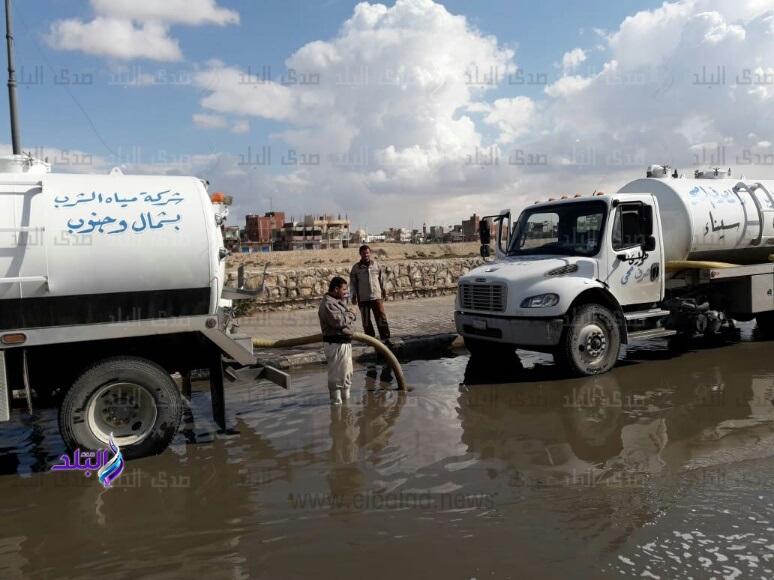 شفط مياه الأمطار بشوارع العريش شفط مياه الأمطار بشوارع العريش