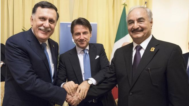 حفتر وكونتي والسراج