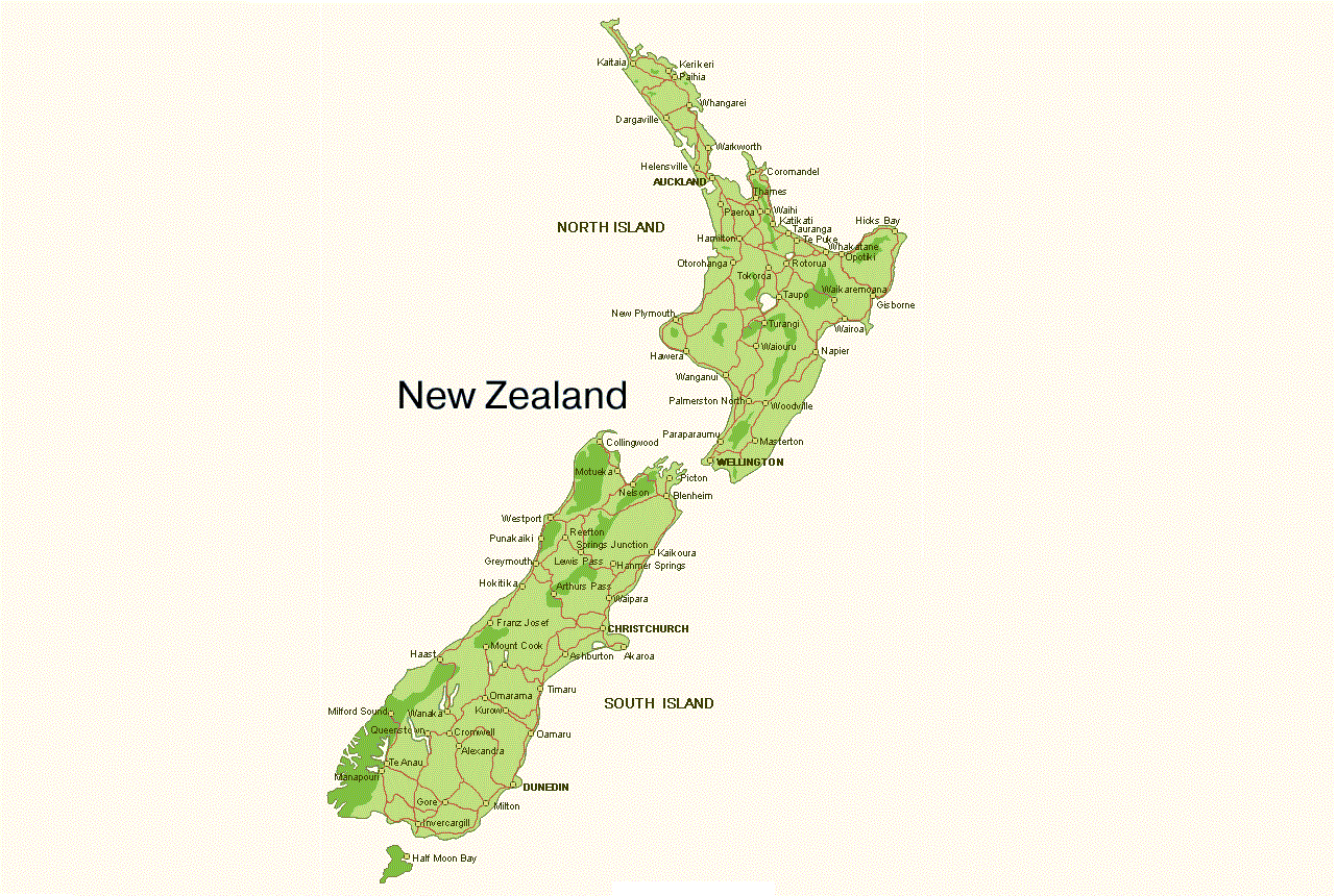 جزيرتي نيوزيلندا الشمالية والجنوبية
