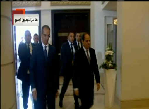 لحظة وصول الرئيس السيسي لمقر مؤتمر القاهرة الدولي للاتصالات