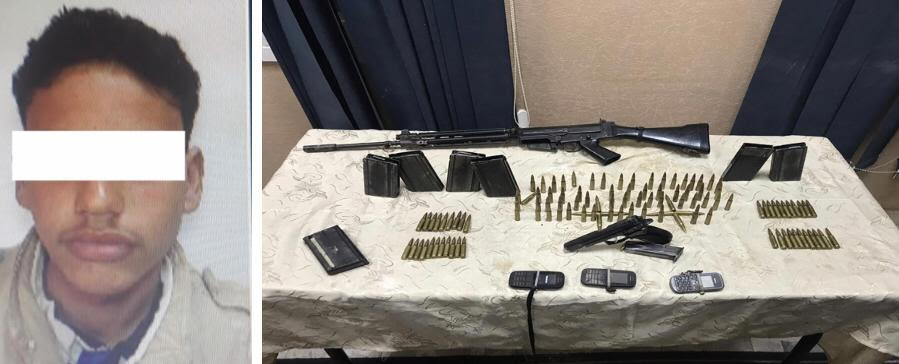 المتهم بحوزتة المضبوطات