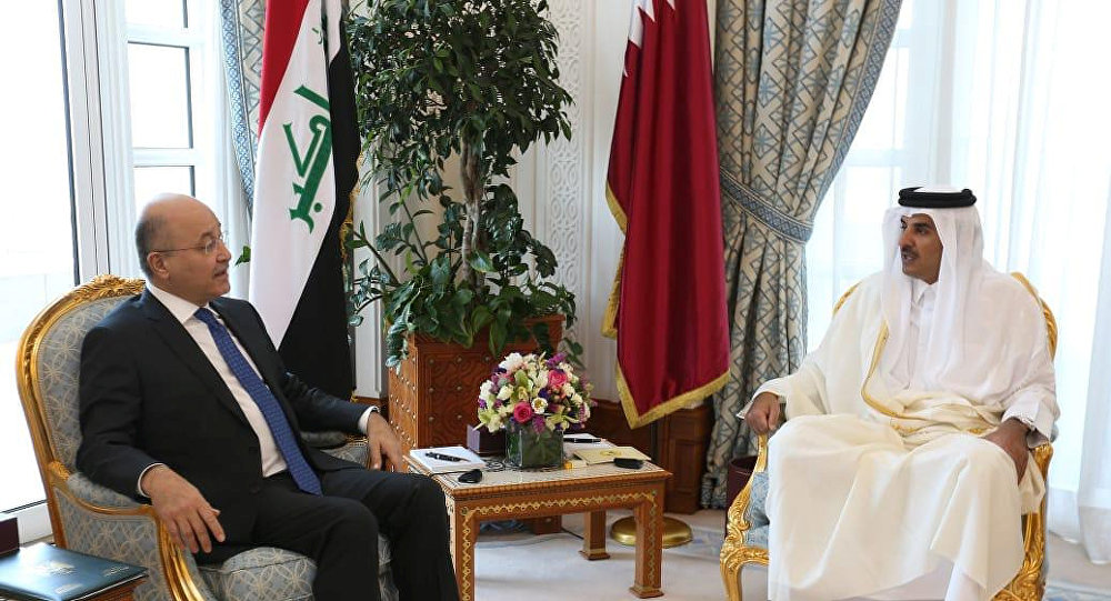 أمير قطر تميم بن حمد والرئيس العراقي برهم صالح أمير قطر تميم بن حمد والرئيس العراقي برهم صالح