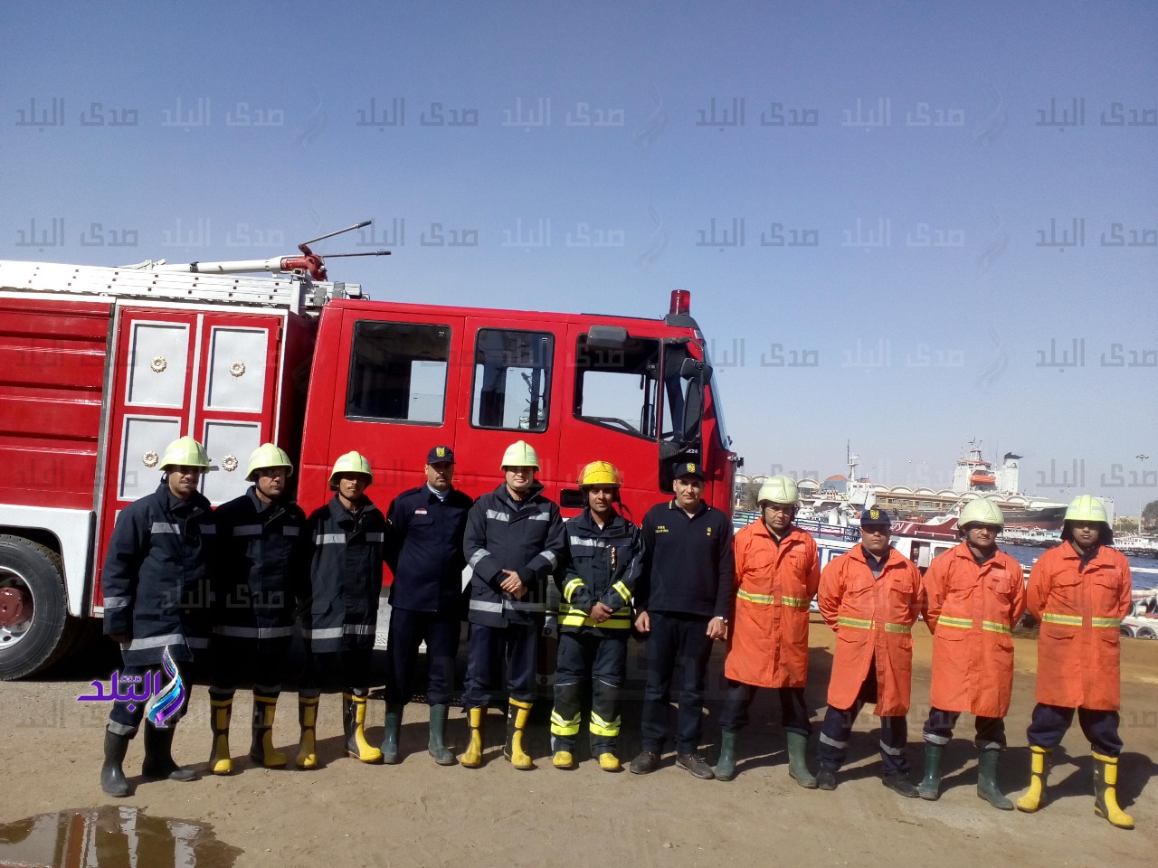 مناورات طوارىء حريق بميناء السويس