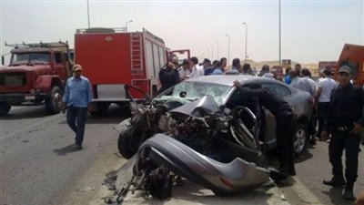 مصرع شخصين وإصابة 13 آخرين فى حادث تصادم بطريق السويس مصرع شخصين وإصابة 13 آخرين فى حادث تصادم بطريق السويس