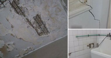 إخلاء مستشفى ببا ببني سويف بسبب الشروخ والتصدعات ..صور