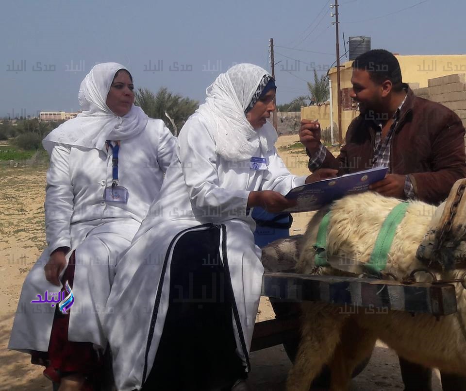 شاهد.. فريق تطعيم شلل الأطفال يستقل عربة كارو بالعريش شاهد.. فريق تطعيم شلل الأطفال يستقل عربة كارو بالعريش
