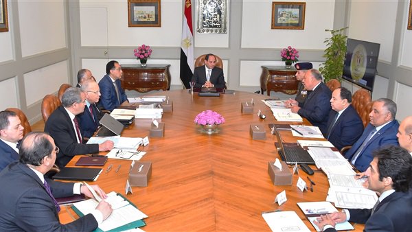 الرئيس السيسى يجتمع برئيس الوزراء وعدد من الوزراء والمسئولين