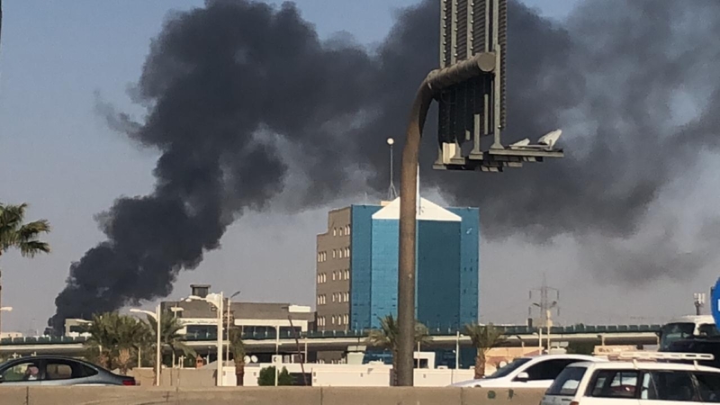 الحريق وقع بمحطة مترو العاصمة السعودية الرياض 