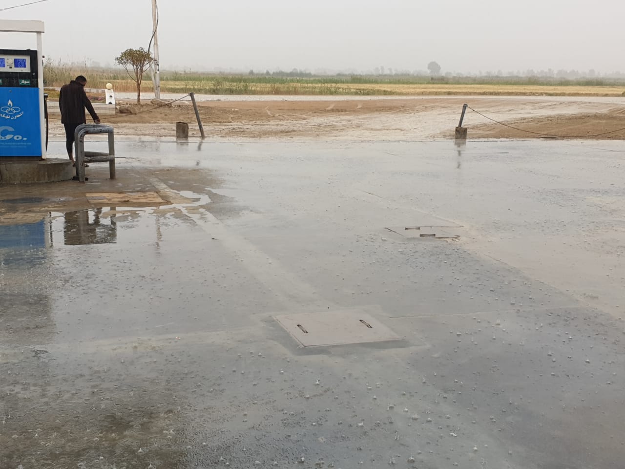 سقوط امطار غزيرة علي واحة الفرافرة بالوادى الجديد