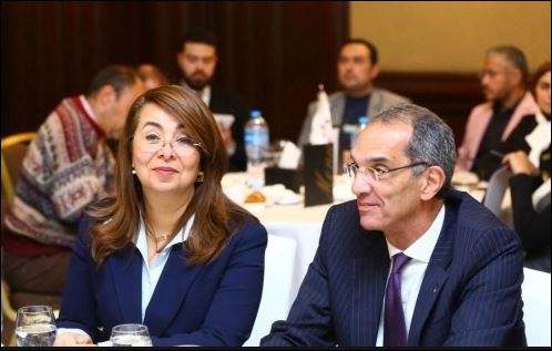 غادة والى وزيرة التضامن الاجتماعى والدكتور عمرو طلعت