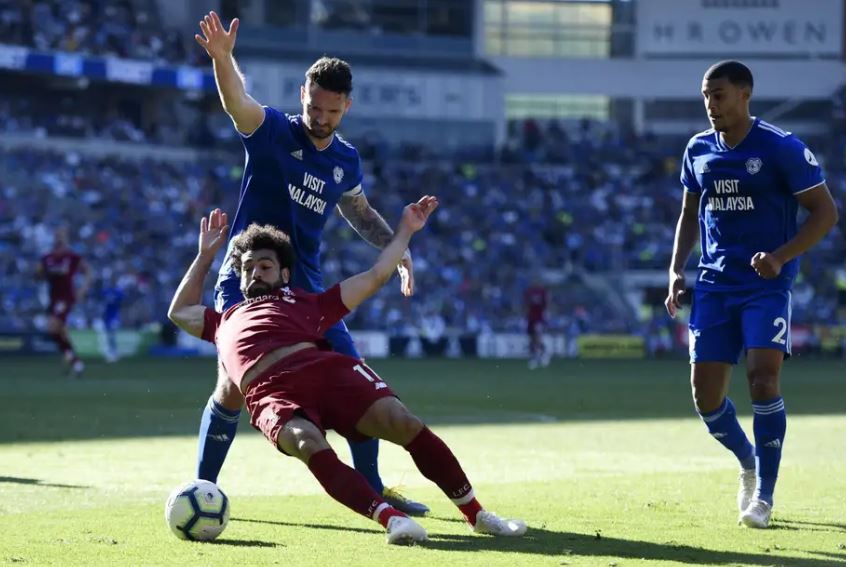 محمد صلاح من مباراة ليفربول وكارديف سيتي