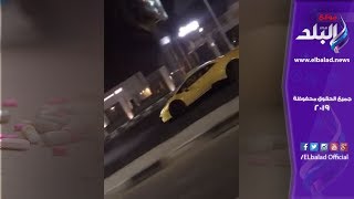 انشطار سيارة لامبورچيني نصفين علي طريق السويس
