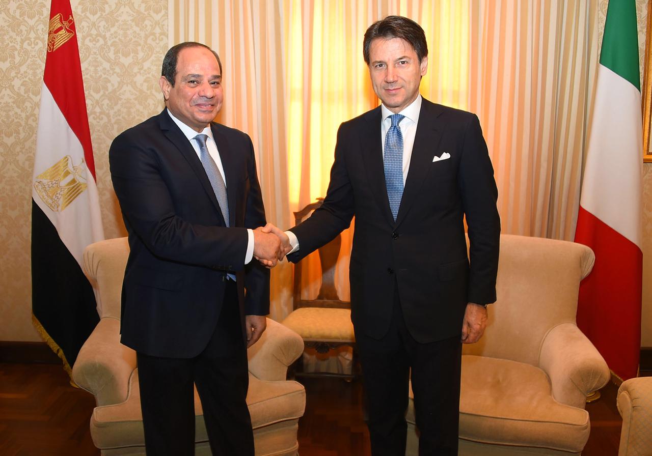 الرئيس عبد الفتاح السيسي ورئيس وزراء إيطاليا - صورة أرشيفية