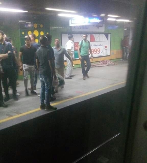  أول صور لـ حادث انتحار شاب أسفل عجلات المترو بالشهداء