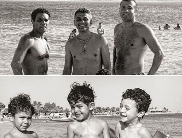 شاهد.. آسر ياسين وشقيقه إسلام بمرحلة الطفولة