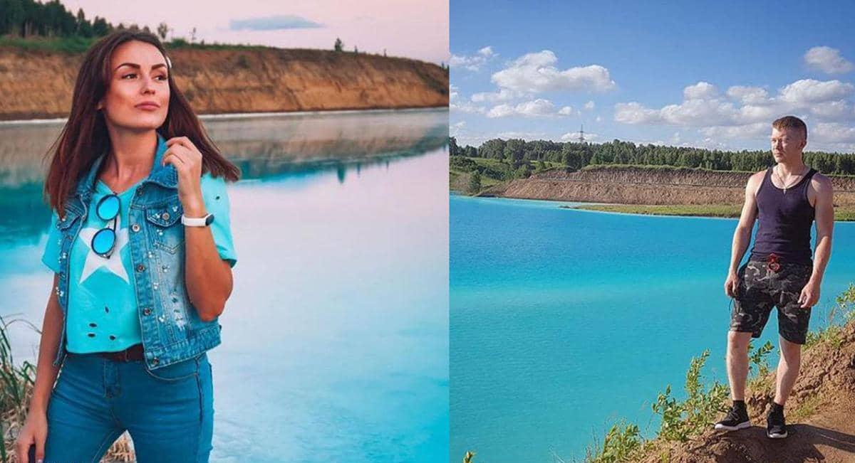 صور السيلفي عند البحيرة