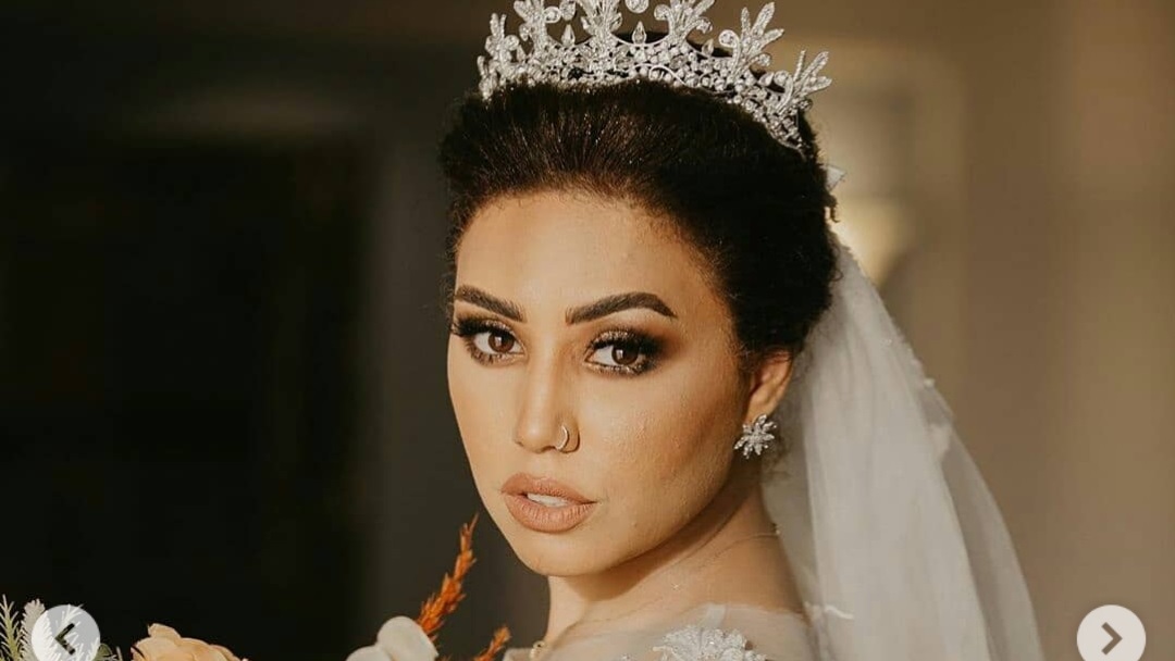 شاهد اطلالة البلوجر مي ابراهيم في حفل زفافها