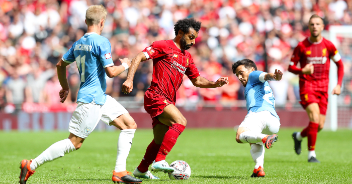 محمد صلاح خلال مواجهة مانشستر سيتي