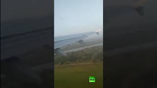  لحظة اصطدام طائرة ركاب روسية منكوبة بالطيور أثناء إقلاعها