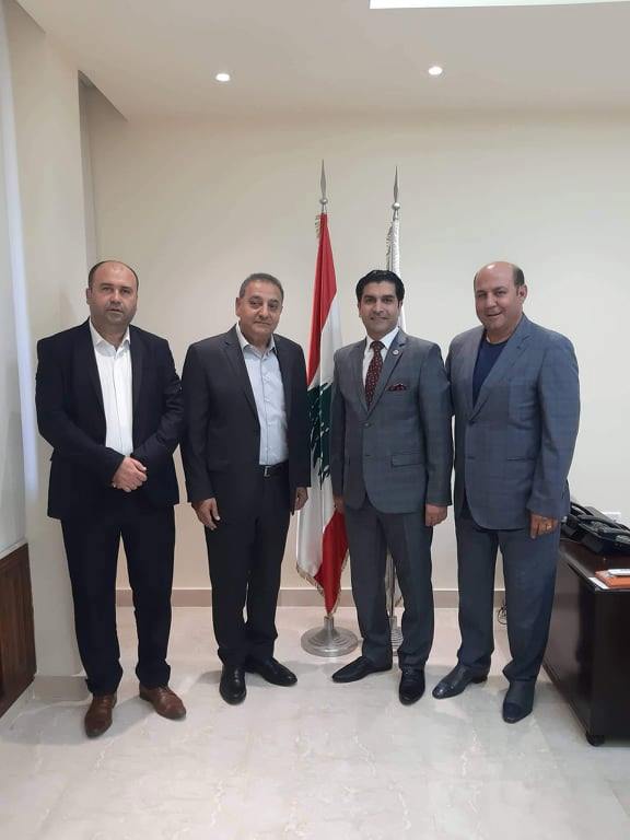 وزير الرياضة اللبناني خلال استقبال الوفد
