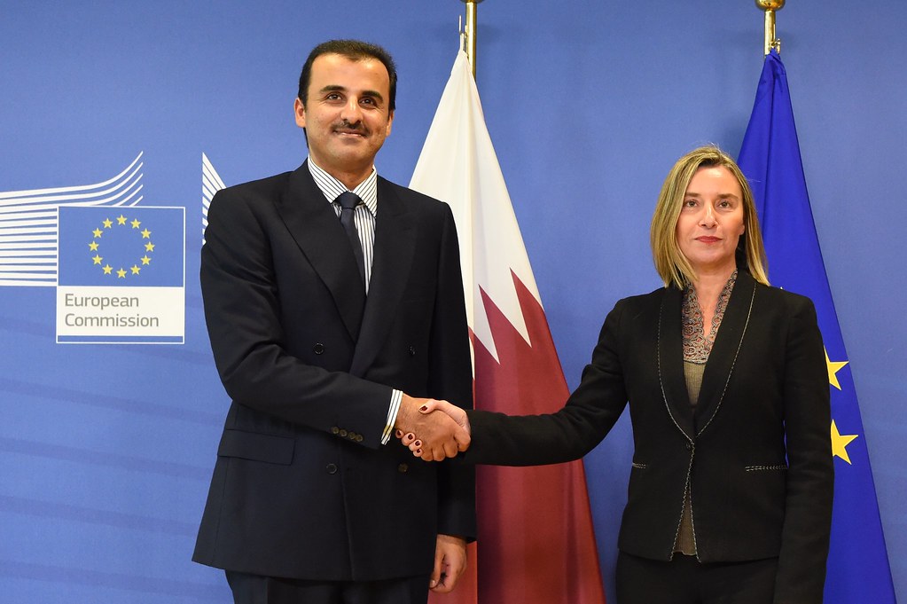 تميم ووزيرة الخارجية الأوروبية 