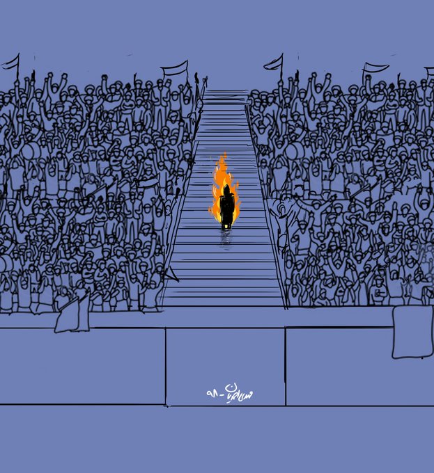 كاريكاتور إيراني يعبر عن قضية سحر خداياري