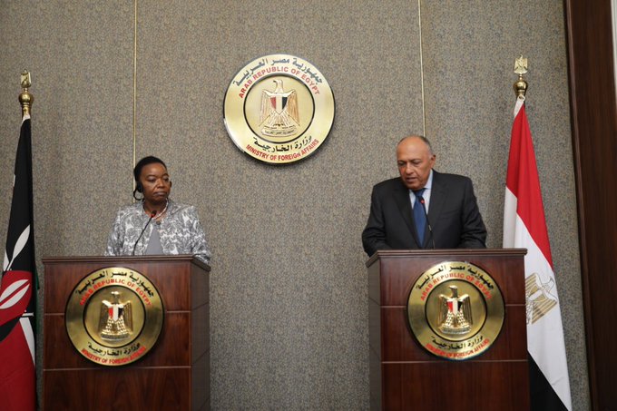 جانب من المؤتمر الصحفي لوزير الخارجية سامح شكري