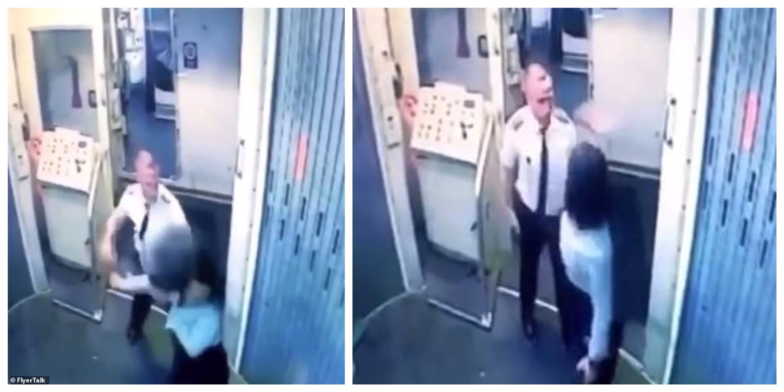 مشاجرة عنيفة بين طيار ومضيفة