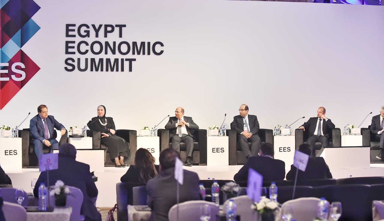 نيفين جامع  خلال مشاركتها  بقمة مصر الاقتصادية الأولى