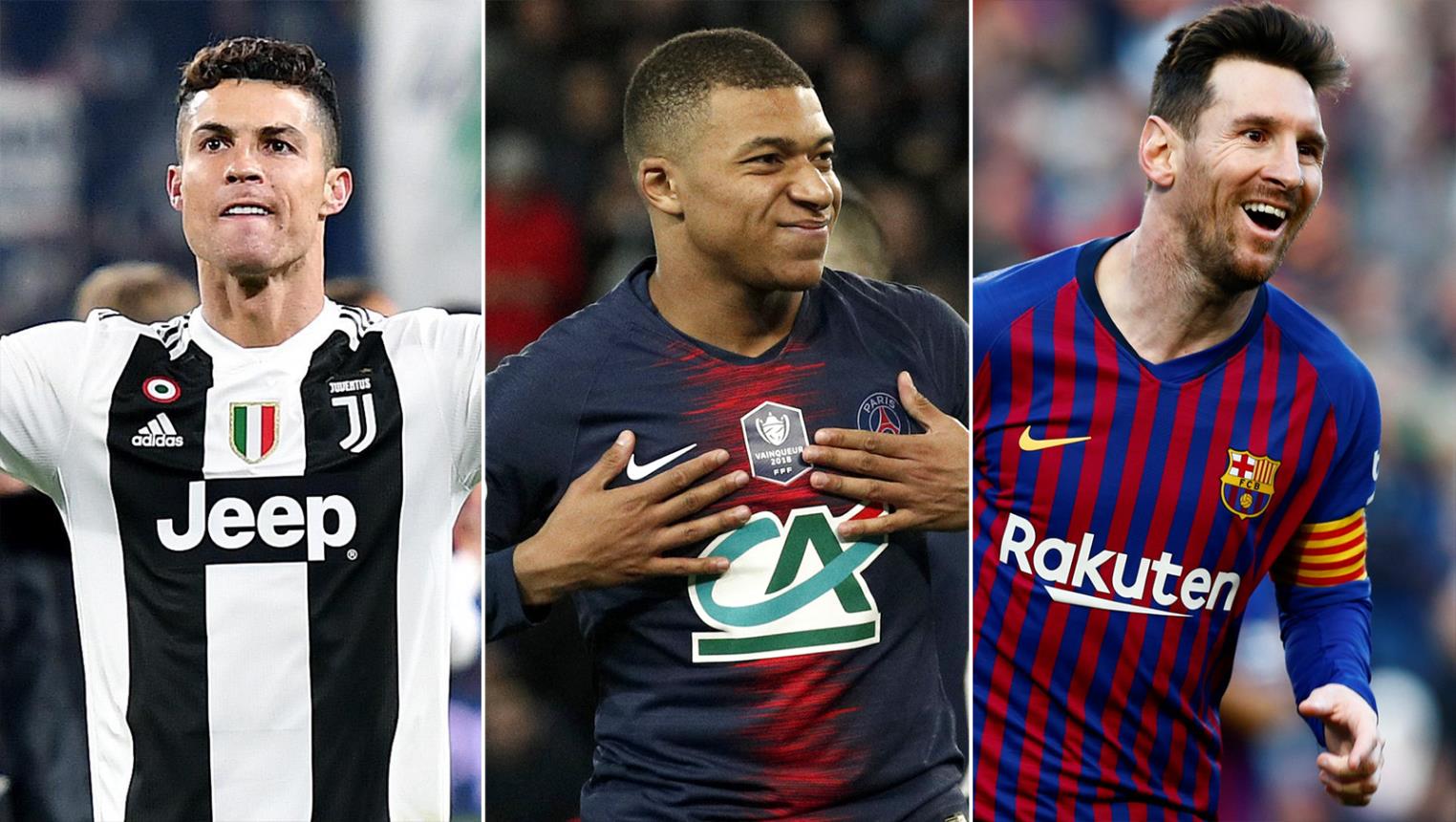 مبابي وكريستيانو رونالدو وميسي مبابي وكريستيانو رونالدو وميسي