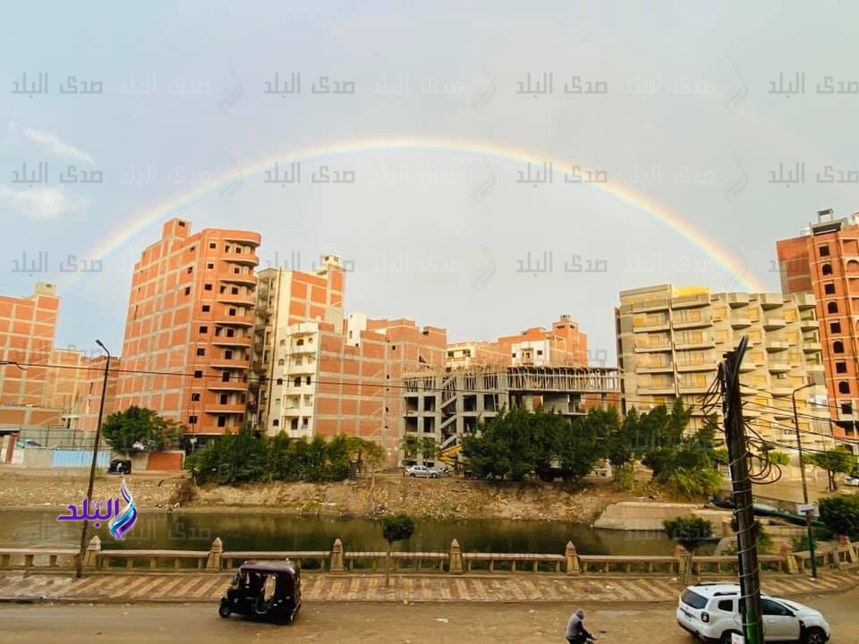 قوس قزح يزين سماء الغربيه عقب هطول الأمطار الغزيرة..صور قوس قزح يزين سماء الغربيه عقب هطول الأمطار الغزيرة..صور