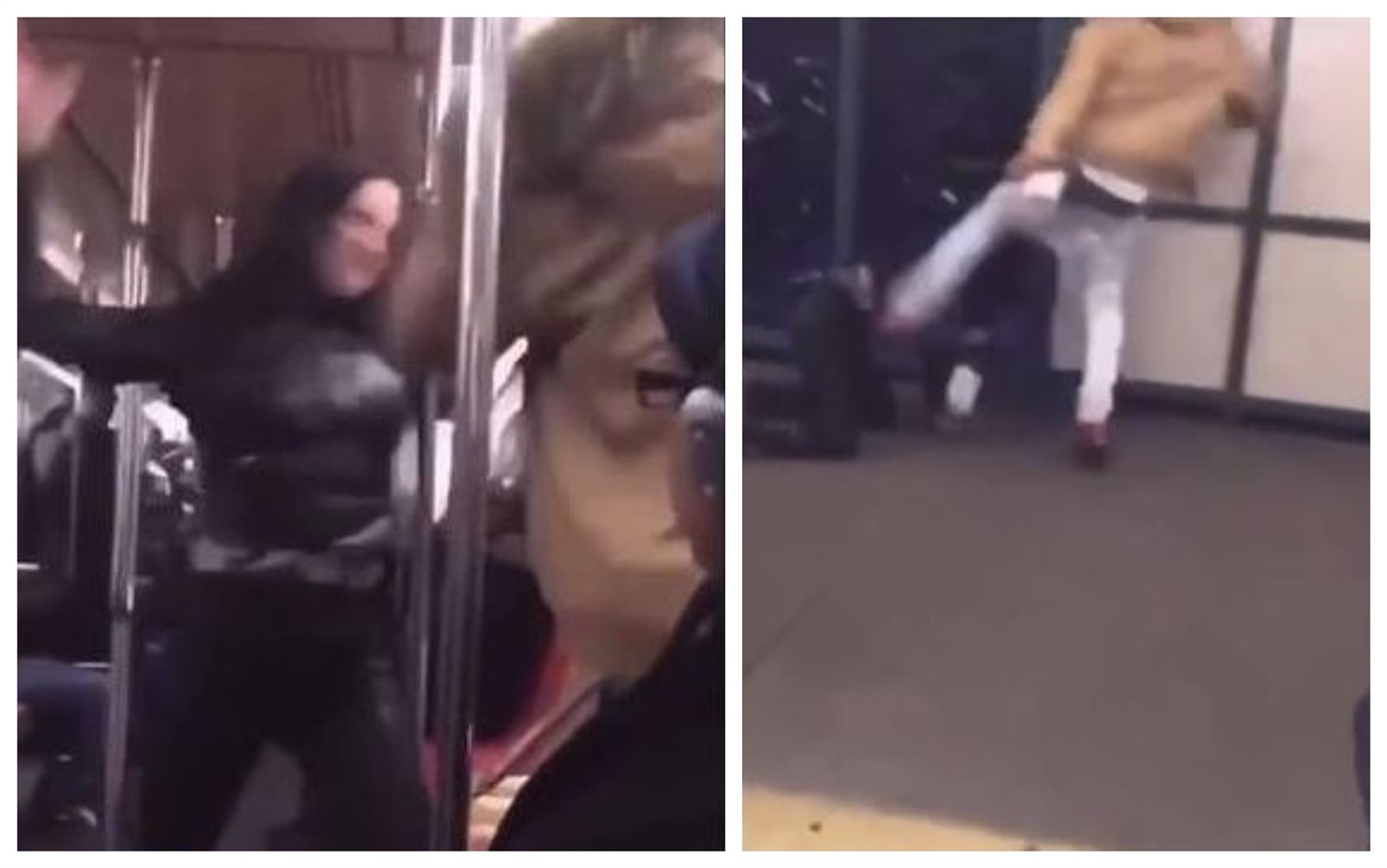 معركة رجل وامرأة في المترو