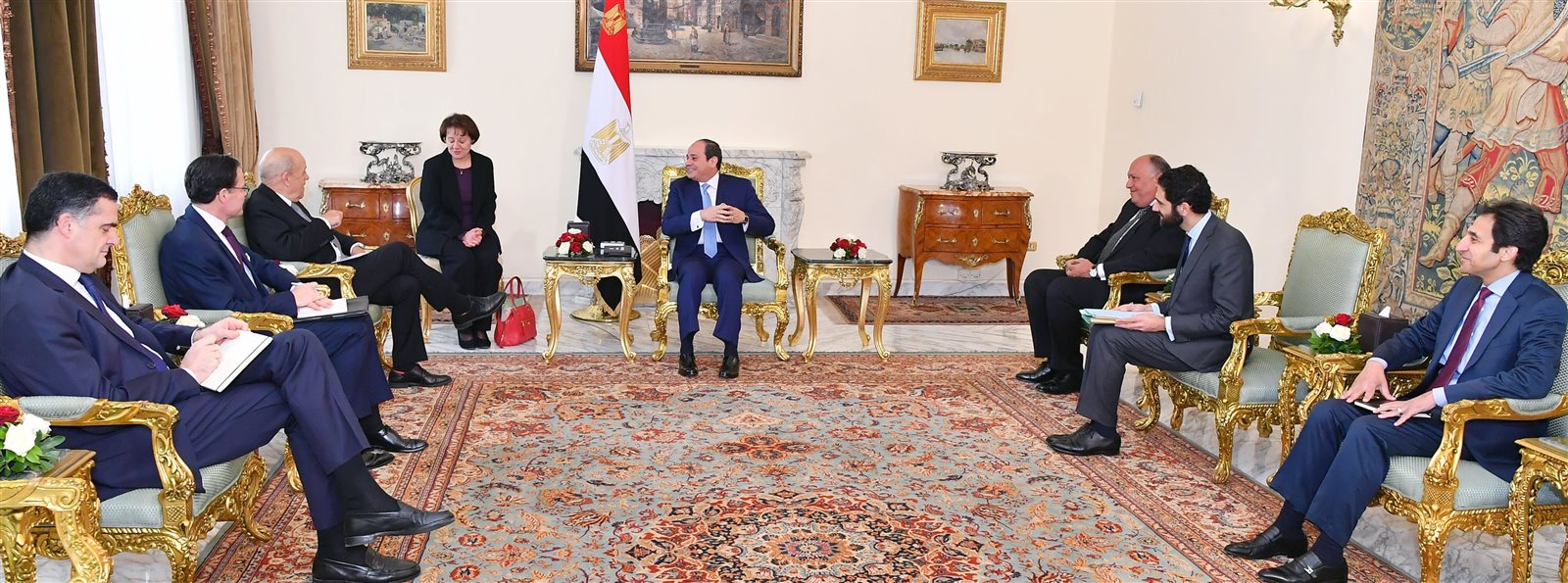 الرئيس السيسى ووزير خارجية فرنسا