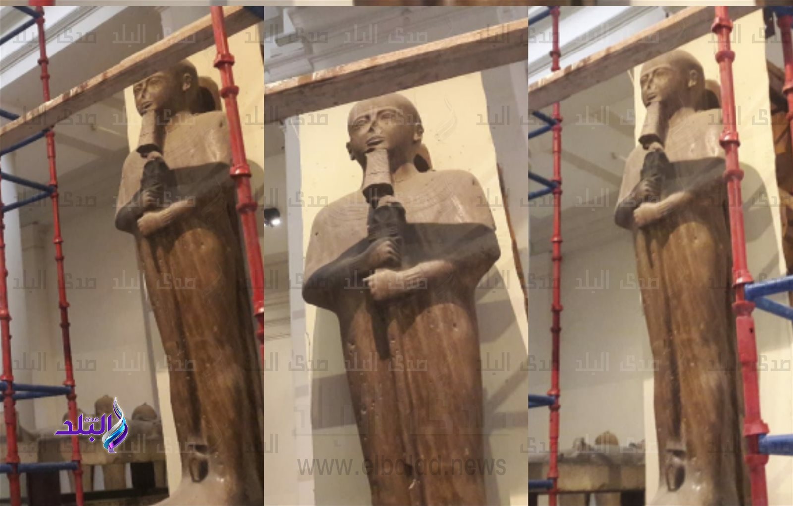 التمثال أثناء إعداده للنقل 