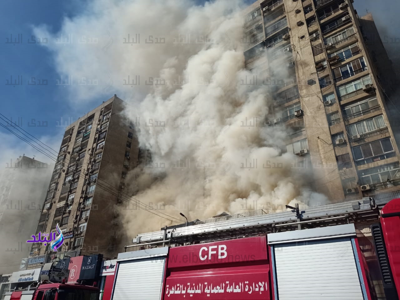حريق هائل بعمارات العبور في القاهرة