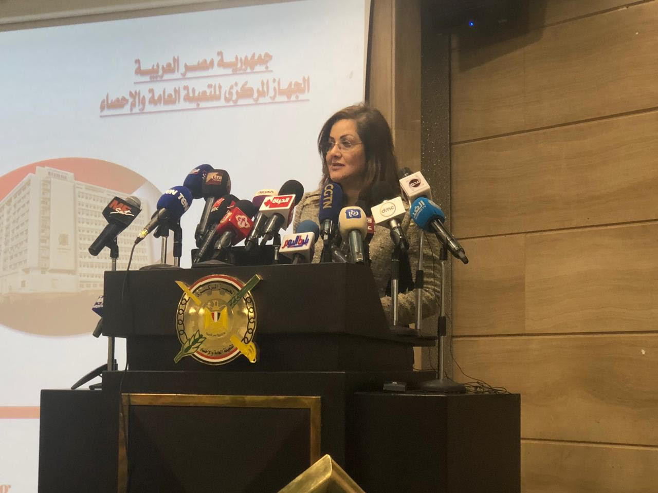وزيرة التخطيط خلال المؤتمر