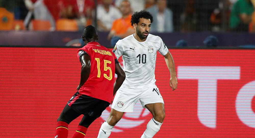 لقطة من مباراة منتخب مصر وأوغندا الماضية