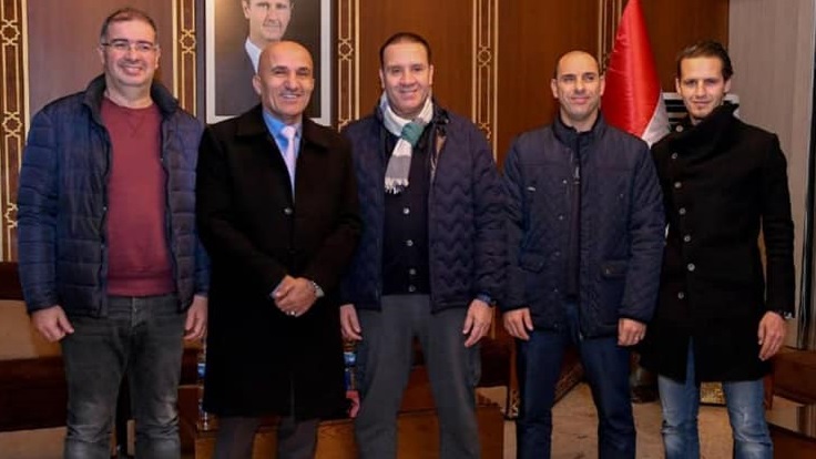 نبيل معلول مع مسؤولو اتحاد كرة القدم السوري