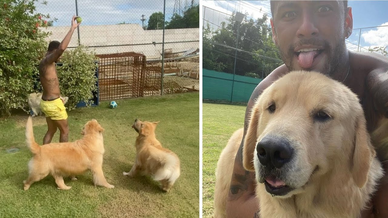 نيمار رفقة كلبيه