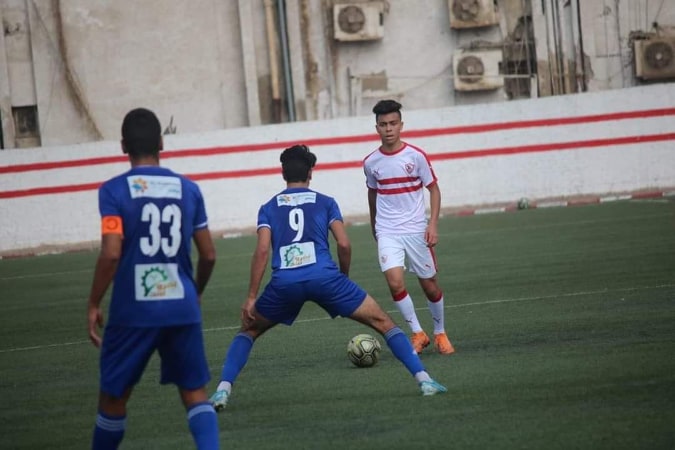 مهاب أشرف لاعب فريق الناشئين لكرة القدم بنادي الزمالك