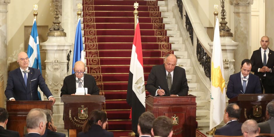 وزراء خارجية مصر واليونان وقبرص وفرنسا