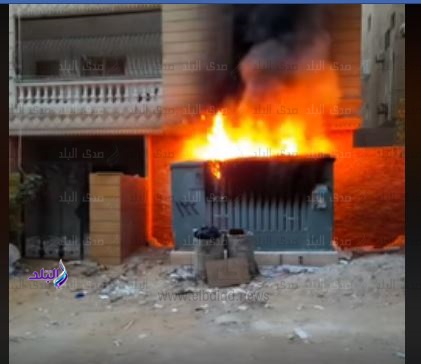اشتعال النيران فى كشك كهرباء