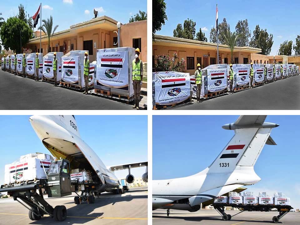 صورة من وصول طائرة المساعدات الطبية المصرية